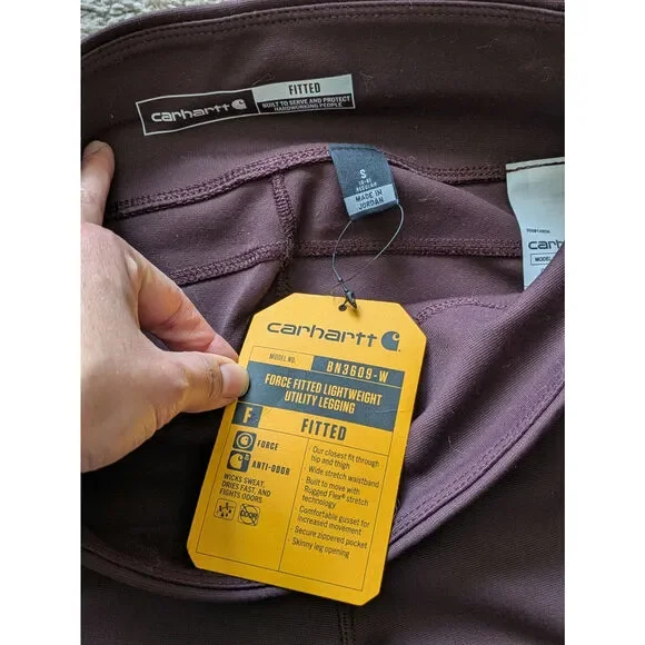 NWT Carhartt Force Fitted Lightweight Utility Legging S(4-6) Burgundy BN3609-W - Picture 4 of 8